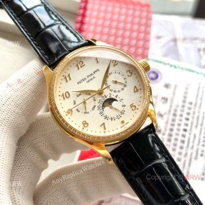 Super Clone Patek Philippe Moonphase Gold Diamond Watch 40MM